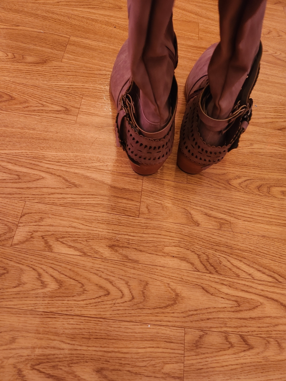Women’s Purple Faux Suede Western Boots with Buckle Accent 11 - Picture 4 of 5